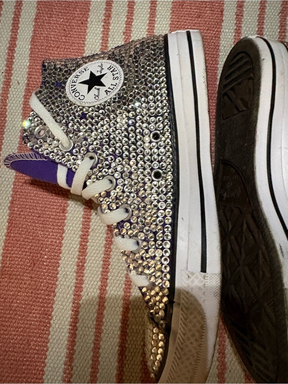 Converse Purple Rhinestone High-Top Sneakers for Women - Picture 3 of 9